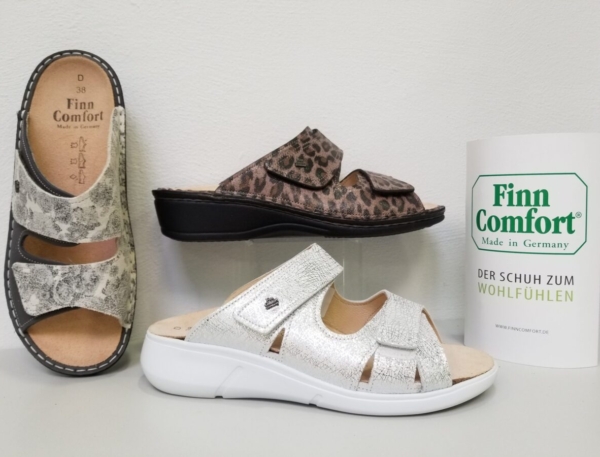 schuhmoden simon ravensburg finn comfort pantolette wechselfussbett leoprint leopard weiss damen